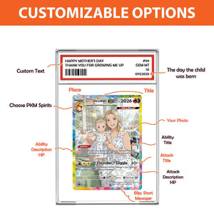 Personalized Mother s Day PKM Acrylic Card , Custom PKM Photo Cards, Mother s Day Gift, Gifts for Gamer Mom, Custom Pokemom Trainer Card