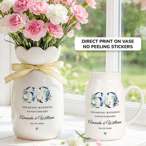 60th Anniversary Flower Vase, 60th Wedding Anniversary Gift, 60 Year Wedding Gift, 60th Married Gift for Parents,Diamond Wedding Anniversary