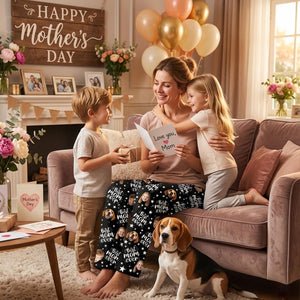 Custom Photo Pajama Pants, Personalized Mother's Day Gift, Kids and Dogs Sleepwear