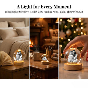 Personalized Mother's Day Photo Crystal Ball Night Light, Custom Portrait Light-Up Globe, Mom and Daughter, Gift For Mom From Kids