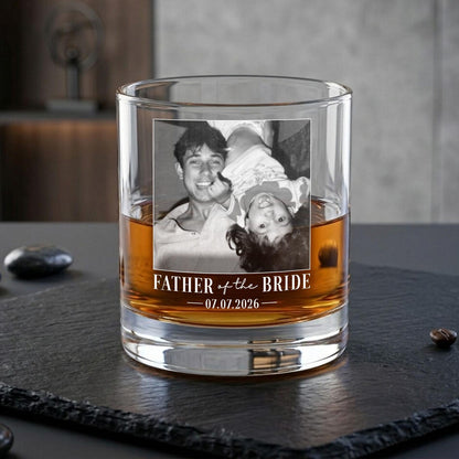 Engraved Whiskey Crystal Glass for Father of the Bride/Father of the Groom - Custom Wedding Gift, Father's Day Gift for Dad