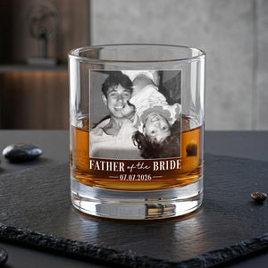 Engraved Whiskey Crystal Glass for Father of the Bride/Father of the Groom - Custom Wedding Gift, Father's Day Gift for Dad