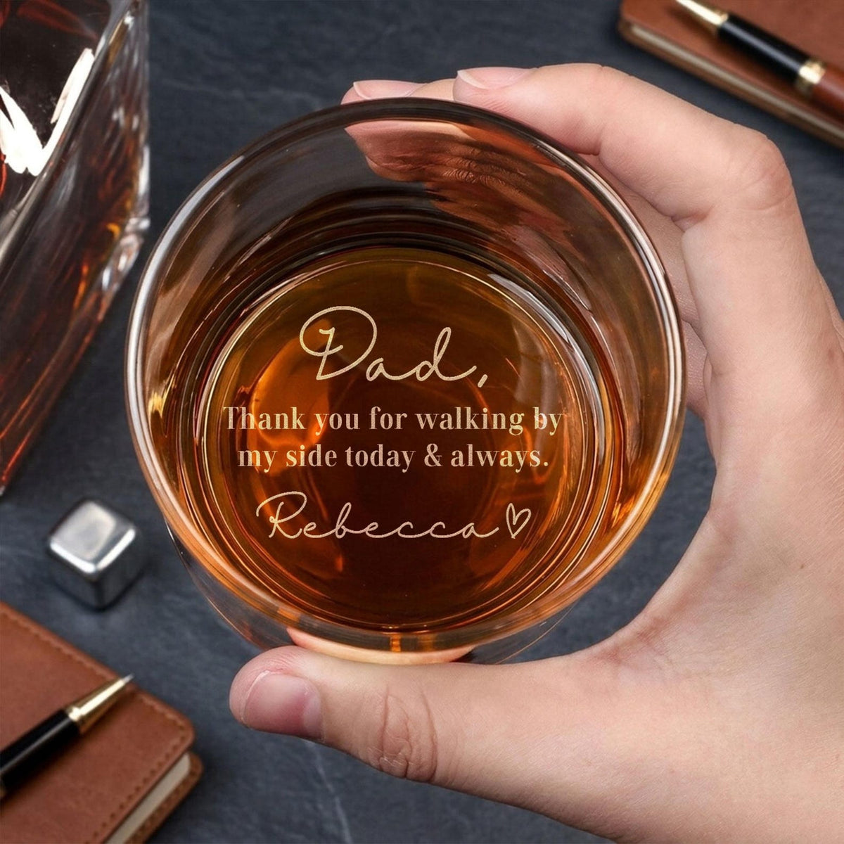 Engraved Whiskey Crystal Glass for Father of the Bride/Father of the Groom - Custom Wedding Gift, Father's Day Gift for Dad