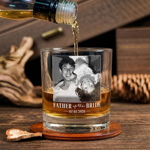 Engraved Whiskey Crystal Glass for Father of the Bride/Father of the Groom - Custom Wedding Gift, Father's Day Gift for Dad