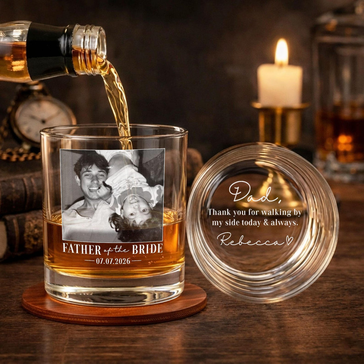 Engraved Whiskey Crystal Glass for Father of the Bride/Father of the Groom - Custom Wedding Gift, Father's Day Gift for Dad