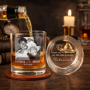 Engraved Whiskey Crystal Glass for Father of the Bride/Father of the Groom - Custom Wedding Gift, Father's Day Gift for Dad