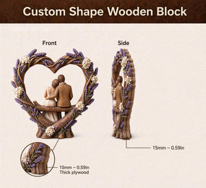 Personalized Wooden Couple Heart Sculpture, Custom Name Wedding Keepsake, Anniversary Gift, Rustic Bridal Decor, Romantic Couple Gift