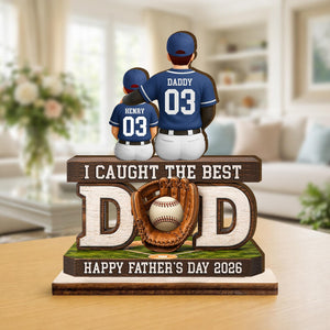 Personalized Baseball Dad Plaque, Custom Kids Names, Sports Father's Day Gift