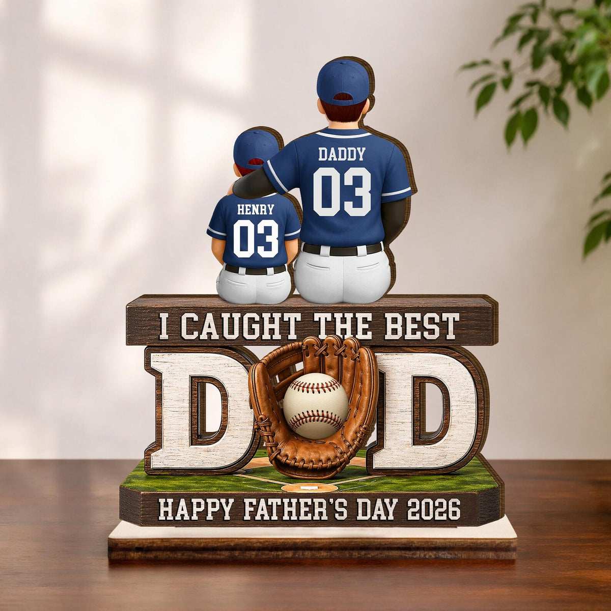 Personalized Baseball Dad Plaque, Custom Kids Names, Sports Father's Day Gift