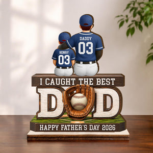Personalized Baseball Dad Plaque, Custom Kids Names, Sports Father's Day Gift