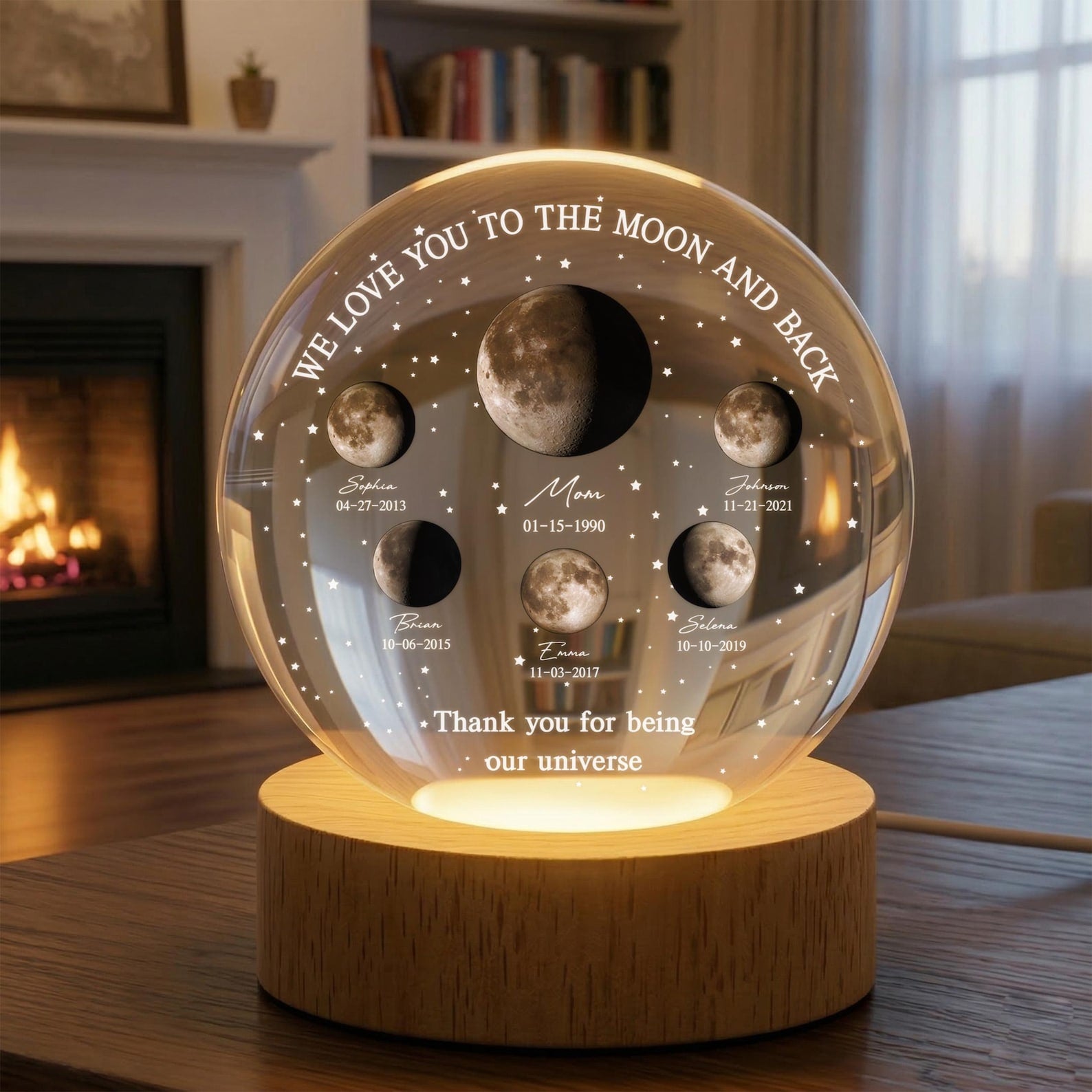 Thank You For Being Our Universe Mom Crystal Ball Lamp, Love You To The Moon and Back, Mother s Day Gift