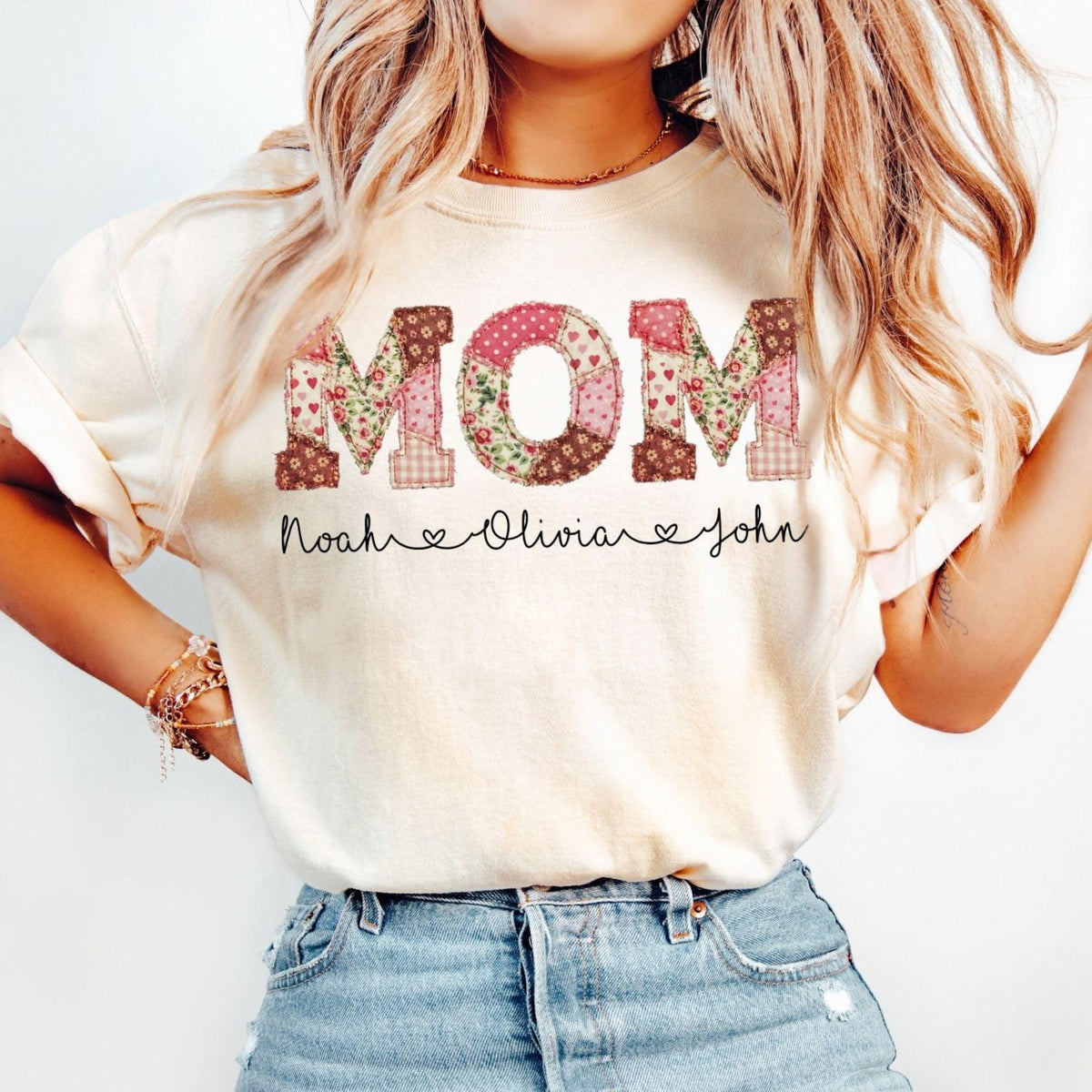 Personalized Mom Shirt, Custom Kids Names Comfort Color T-Shirt, Mother Gift Shirt, Mama Shirt, Mothers Day Shirt, Print Only Not a Patch