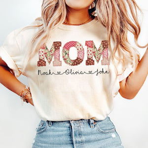 Personalized Mom Shirt, Custom Kids Names Comfort Color T-Shirt, Mother Gift Shirt, Mama Shirt, Mothers Day Shirt, Print Only Not a Patch