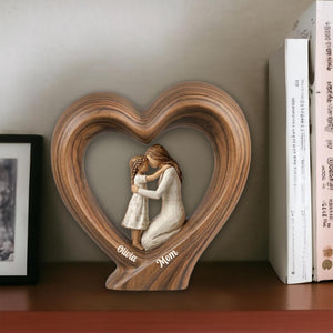 Personalized Mom And Daughter Wooden Heart Block, Mother And Son Gift, Custom Name Family Keepsake Decor, Mom Gift, Mothers Day Gift