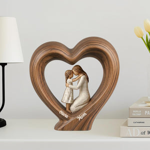 Personalized Mom And Daughter Wooden Heart Block, Mother And Son Gift, Custom Name Family Keepsake Decor, Mom Gift, Mothers Day Gift