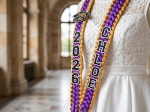 Personalized Graduation Lei 2026, Custom Name Ribbon Lei, Class of 2026, Graduation Gift, Satin Handmade Grad Lei, Senior Night Gift