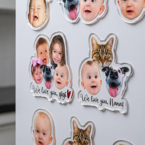 Custom Baby Face Photo Magnet, Personalized Mothers Day Gifts for Grandma, Custom Photo Acrylic Magnet, Grandma Gift from Grandkids