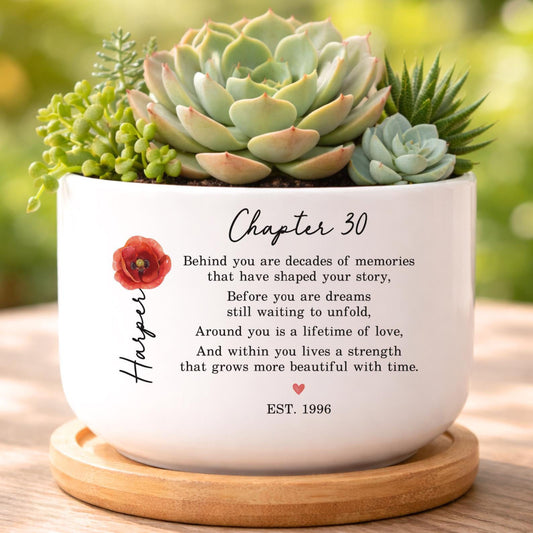 Personalized 30th Birthday Gift For Women, 30th Birthday Flower Pot, Custom Name Chapter 30 Planter