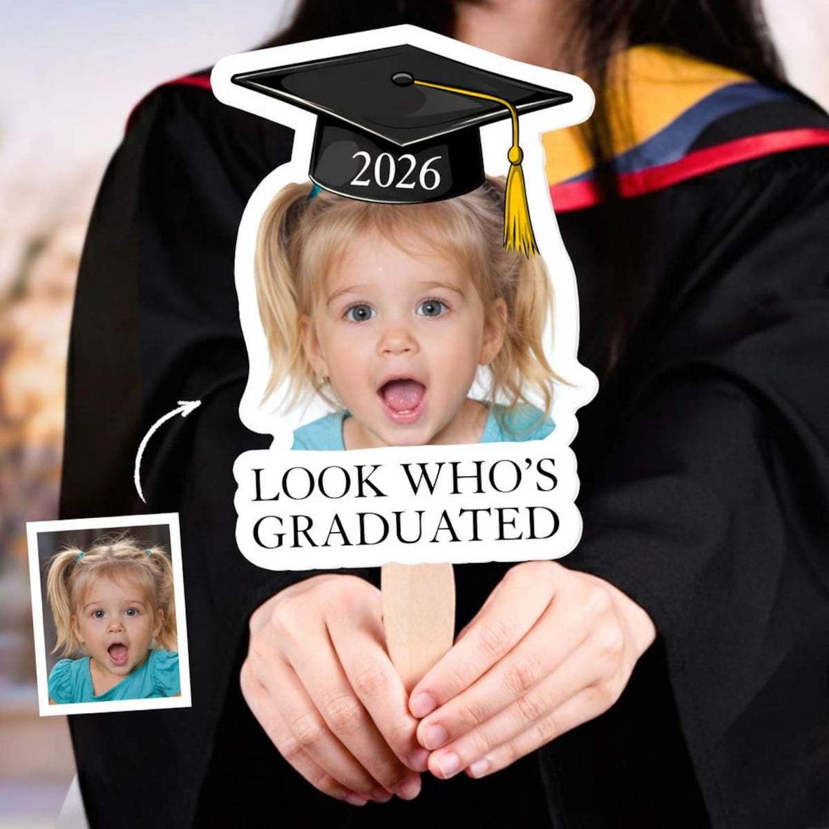 Graduation 2026 Big Heads on a Stick, Face on a Stick, Graduation Fan, Class of 2026, Personalized Graduation Fan Handheld,Gift for Graduate