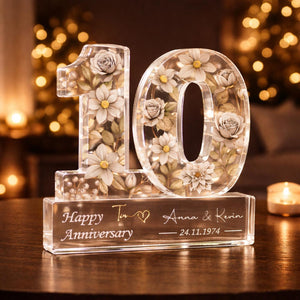 Personalized 10th Wedding Anniversary Gift Acrylic Block, 10th Aluminum Wedding Gifts For Parents, Tin Anniversary Gift, Husband Gift