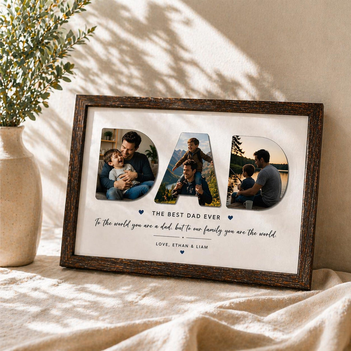 Personalized Photo Sign for Dad, Custom Father's Day Gifts for Daddy, Best Dad Ever Keepsake, Dad Birthday Gifts, Gift for Father