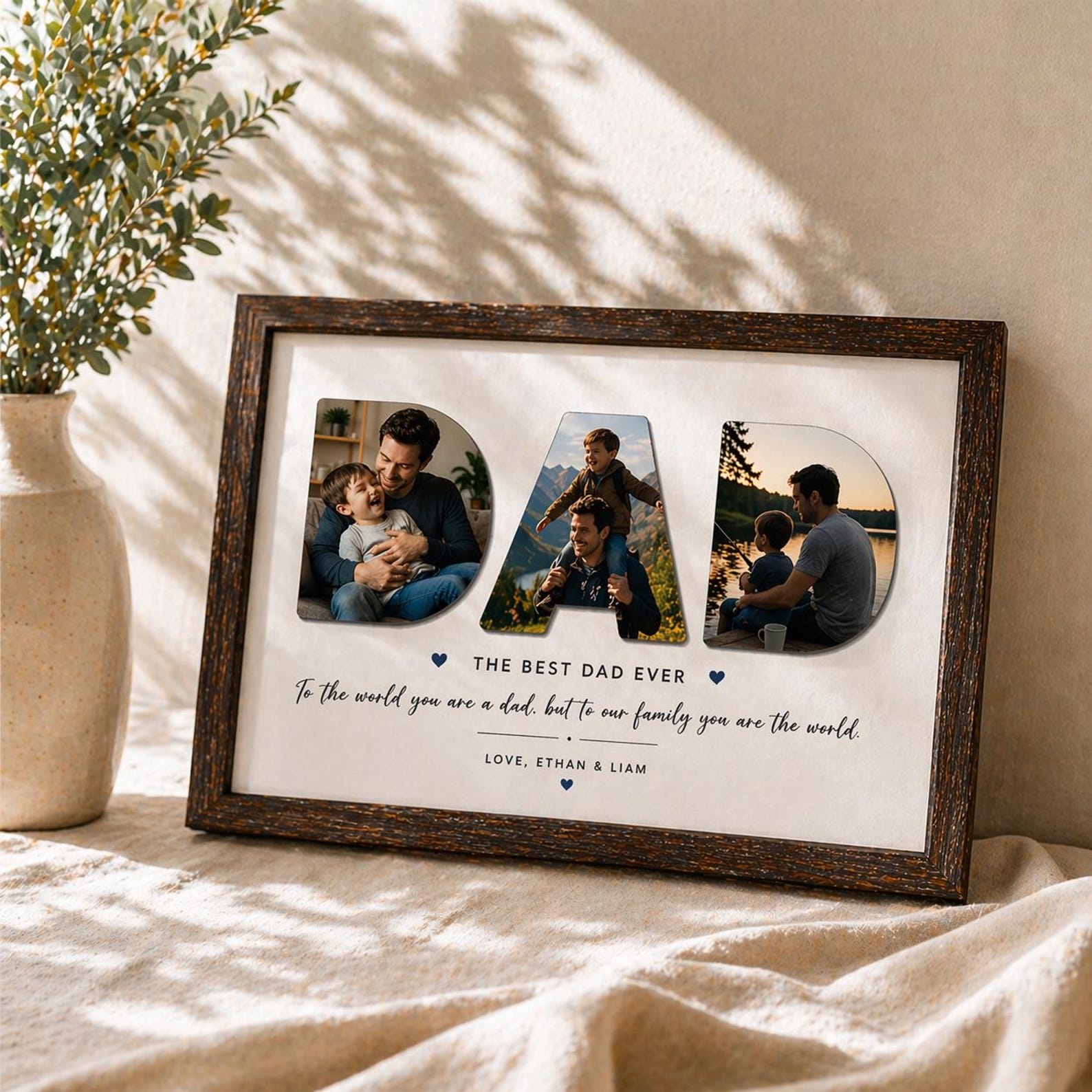Personalized Photo Sign for Dad, Custom Father's Day Gifts for Daddy, Best Dad Ever Keepsake, Dad Birthday Gifts, Gift for Father