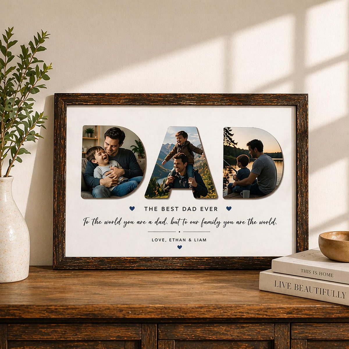 Personalized Photo Sign for Dad, Custom Father's Day Gifts for Daddy, Best Dad Ever Keepsake, Dad Birthday Gifts, Gift for Father