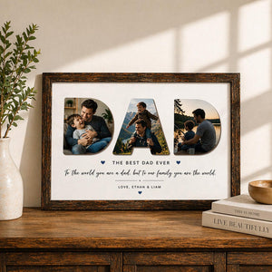 Personalized Photo Sign for Dad, Custom Father's Day Gifts for Daddy, Best Dad Ever Keepsake, Dad Birthday Gifts, Gift for Father