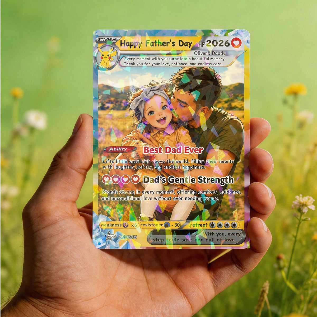 Custom Father s Day PKM Card, Personalized Poke Photo Card, Gift for Gamer Mom, Father s Day Present, Custom PKM Trainer Card