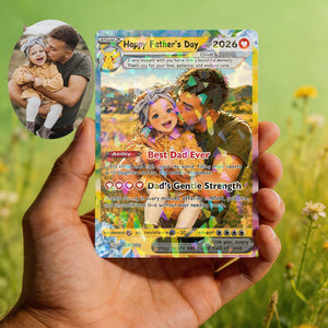 Custom Father s Day PKM Card, Personalized Poke Photo Card, Gift for Gamer Mom, Father s Day Present, Custom PKM Trainer Card