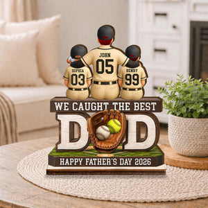 Personalized Baseball Dad Plaque, Custom Kids Names, Sports Father's Day Gift