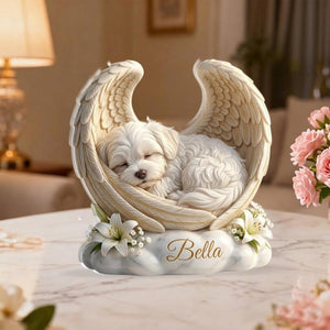 Custom Dog Angel Wings Statue Personalized Pet Memorial Gift