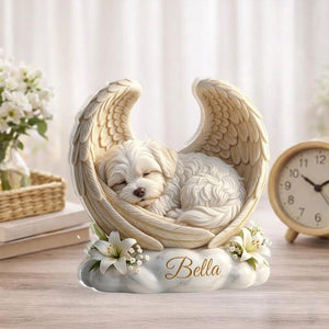 Custom Dog Angel Wings Statue Personalized Pet Memorial Gift