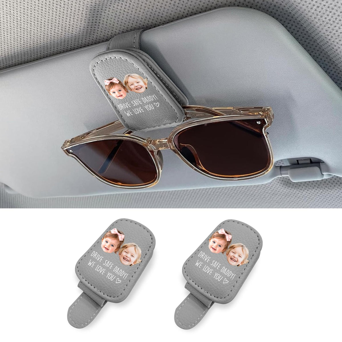 Custom Photo Drive Safe Daddy Sunglasses Holder: Personalized Sunglasses Holder For Dad With Kids Face, Fathers Day, Gift For Dad, Grandpa