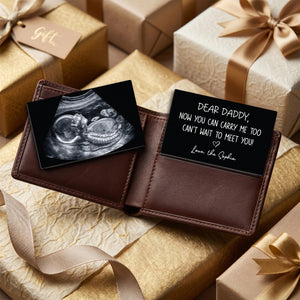 Custom Sonogram Wallet Card Metal, Ultrasound Photo Insert, Dad To Be Gift, Pregnancy Keepsake