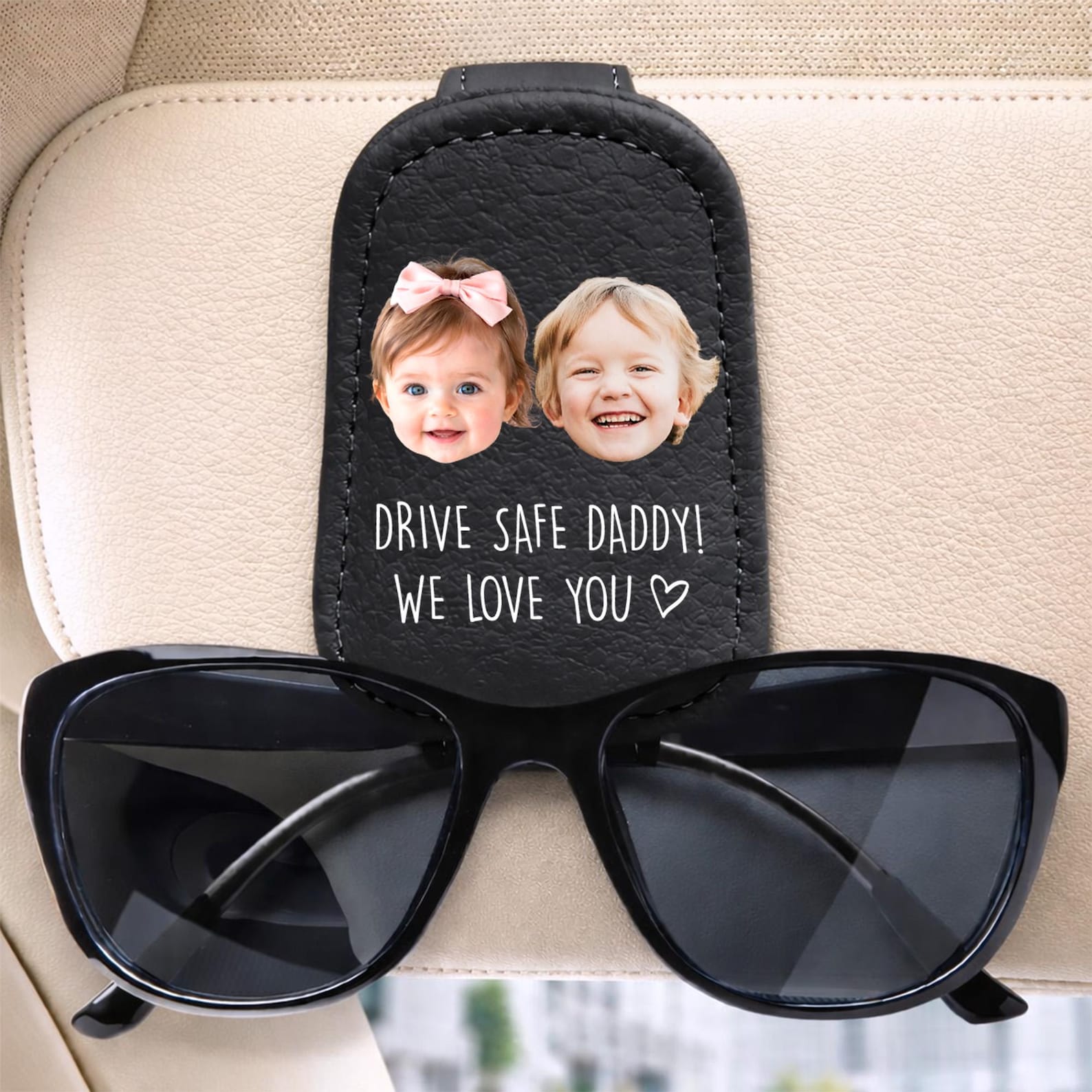 Custom Photo Drive Safe Daddy Sunglasses Holder: Personalized Sunglasses Holder For Dad With Kids Face, Fathers Day, Gift For Dad, Grandpa