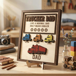 Personalized Trucker Dad Wood Sign | Custom Father's Day Plaque | Father Day Gifts