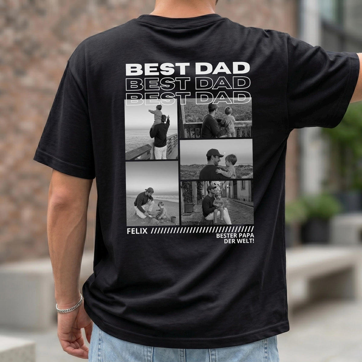 Personalized BEST DAD T-Shirt | Name & Slogan | Photo Collage (up to 8 pictures) | Gift for Dad | Father's Day | Birthday | Father | Sweater