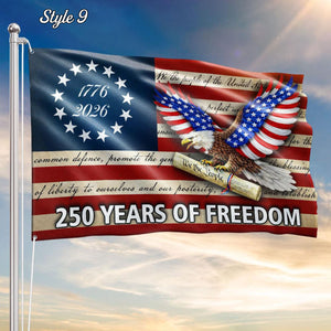 250 Years Freedom USA Flag, 1776 2026 Eagle Betsy Ross Grommet Flag, Multiple Style American History Patriotic Banner, Outdoor Wall Decor