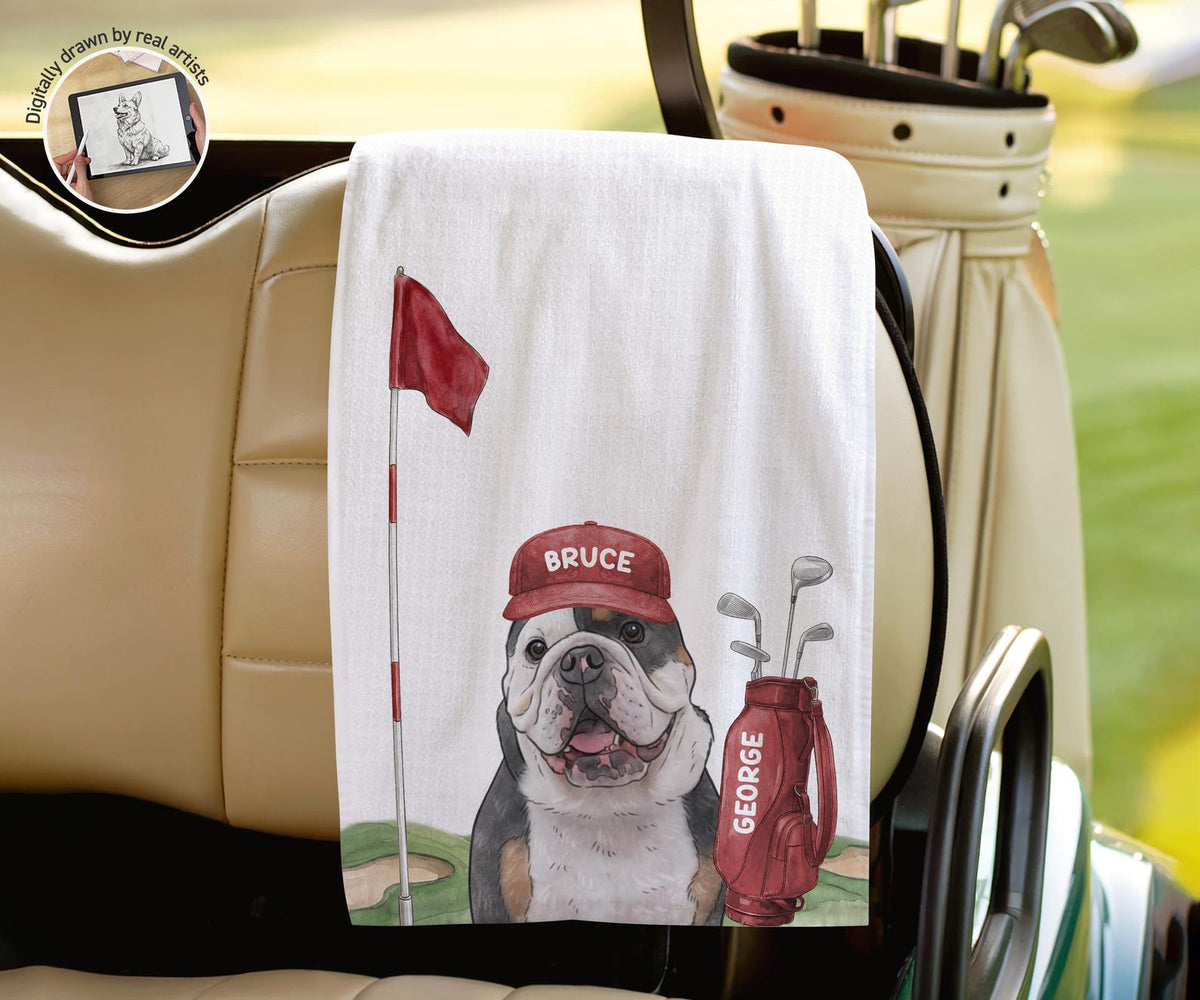 Custom Pet Golf Towel, Custom Dog Golf Towel for Dad, Golf Towel for Father's Day, Personalized Towel