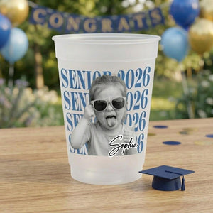 Custom Graduation Frosted Cup, Personalized Photo Senior Cup 2026, Class of 2026 Party Cups, Grad Party Decor, High School Graduation Gift