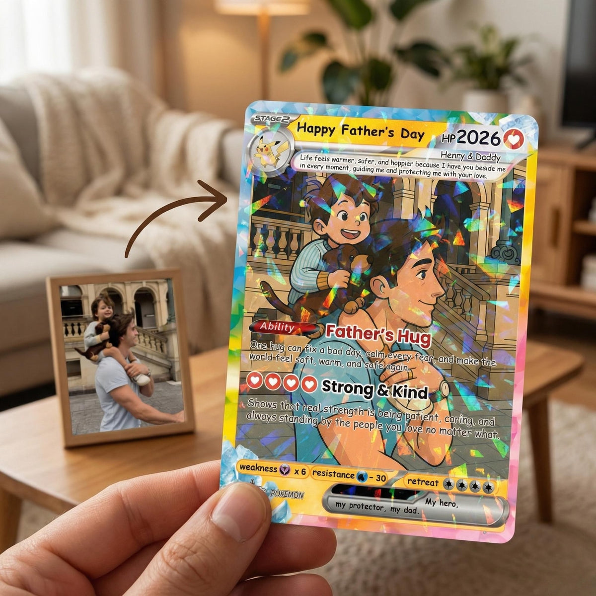 Personalized Poke Card From Photo to Holo Card, Father s Day Gift for Dad, Grandfather , Husband, Anniversary Gift