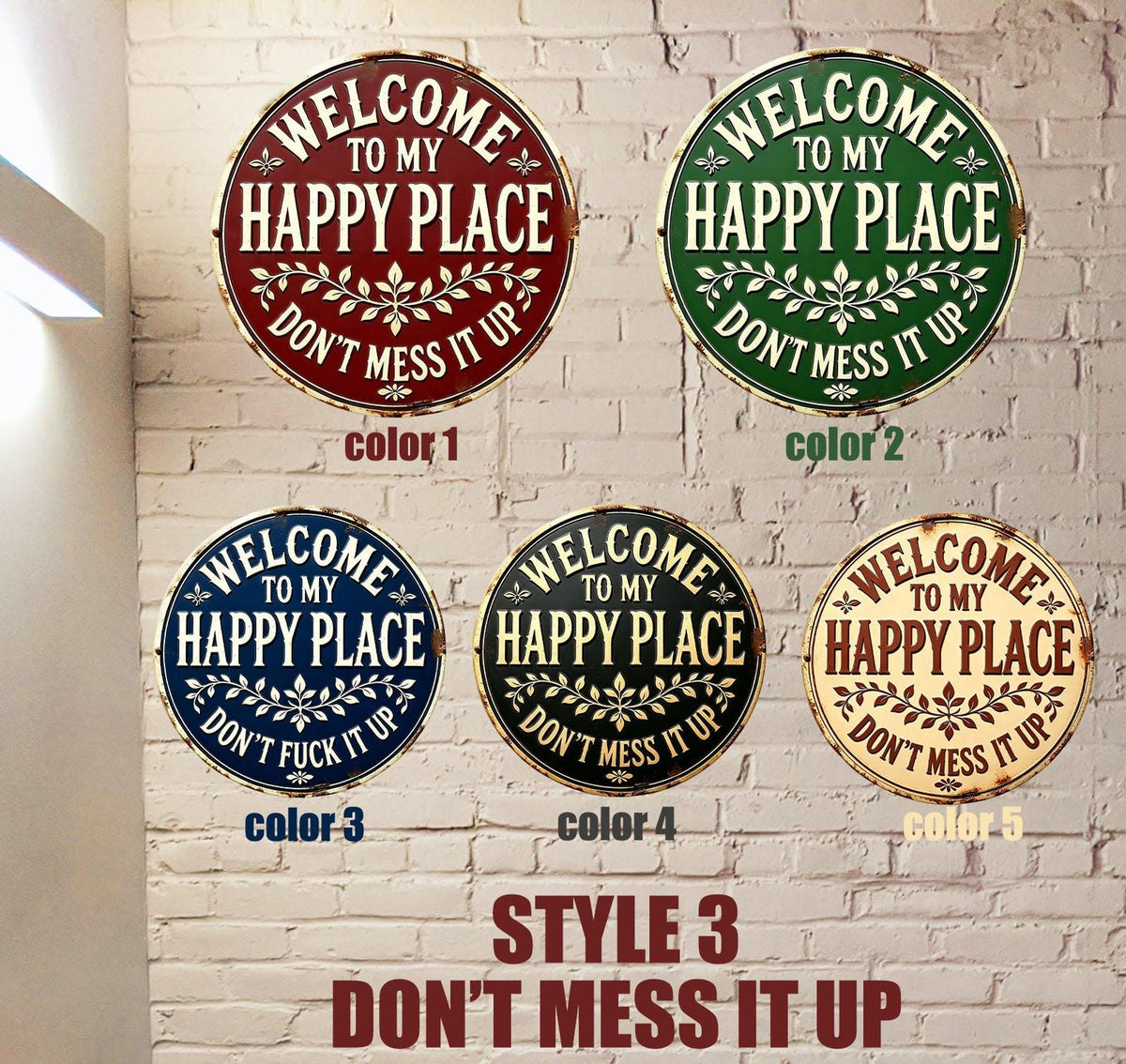 Welcome to My Happy Place Metal Sign,Rustic Home Decor,Whimsical Home Decor,Patio Decor,Garden Metal Sign For Mom