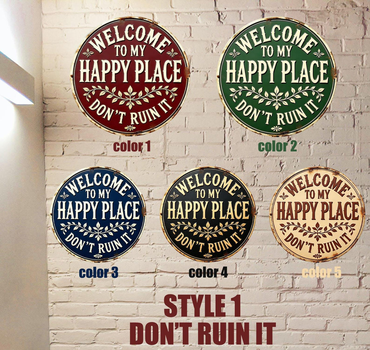 Welcome to My Happy Place Metal Sign,Rustic Home Decor,Whimsical Home Decor,Patio Decor,Garden Metal Sign For Mom