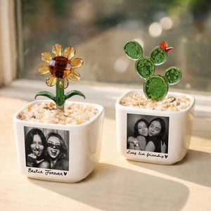 Personalized Bestie Photo Glass Flower Pot, Photo Gifts for Best Friend, Birthday Gifts For Bestie, Bridesmaid Proposal,Wedding Gift for MOH