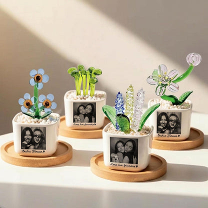 Personalized Bestie Photo Glass Flower Pot, Photo Gifts for Best Friend, Birthday Gifts For Bestie, Bridesmaid Proposal,Wedding Gift for MOH