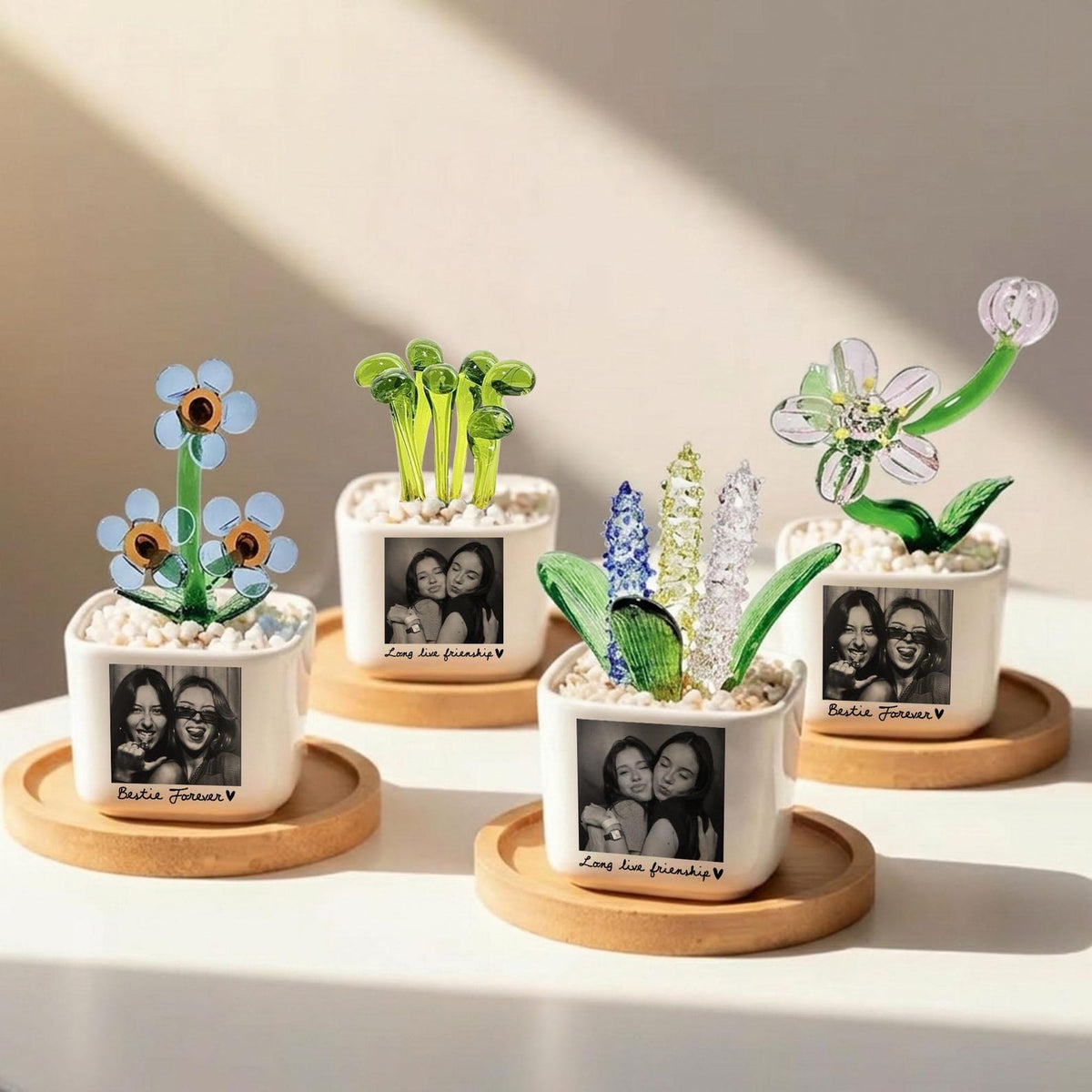 Personalized Bestie Photo Glass Flower Pot, Photo Gifts for Best Friend, Birthday Gifts For Bestie, Bridesmaid Proposal,Wedding Gift for MOH