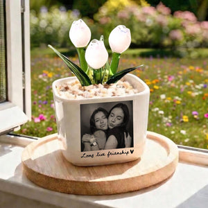 Personalized Bestie Photo Glass Flower Pot, Photo Gifts for Best Friend, Birthday Gifts For Bestie, Bridesmaid Proposal,Wedding Gift for MOH