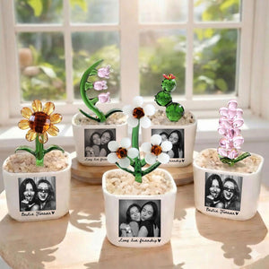 Personalized Bestie Photo Glass Flower Pot, Photo Gifts for Best Friend, Birthday Gifts For Bestie, Bridesmaid Proposal,Wedding Gift for MOH