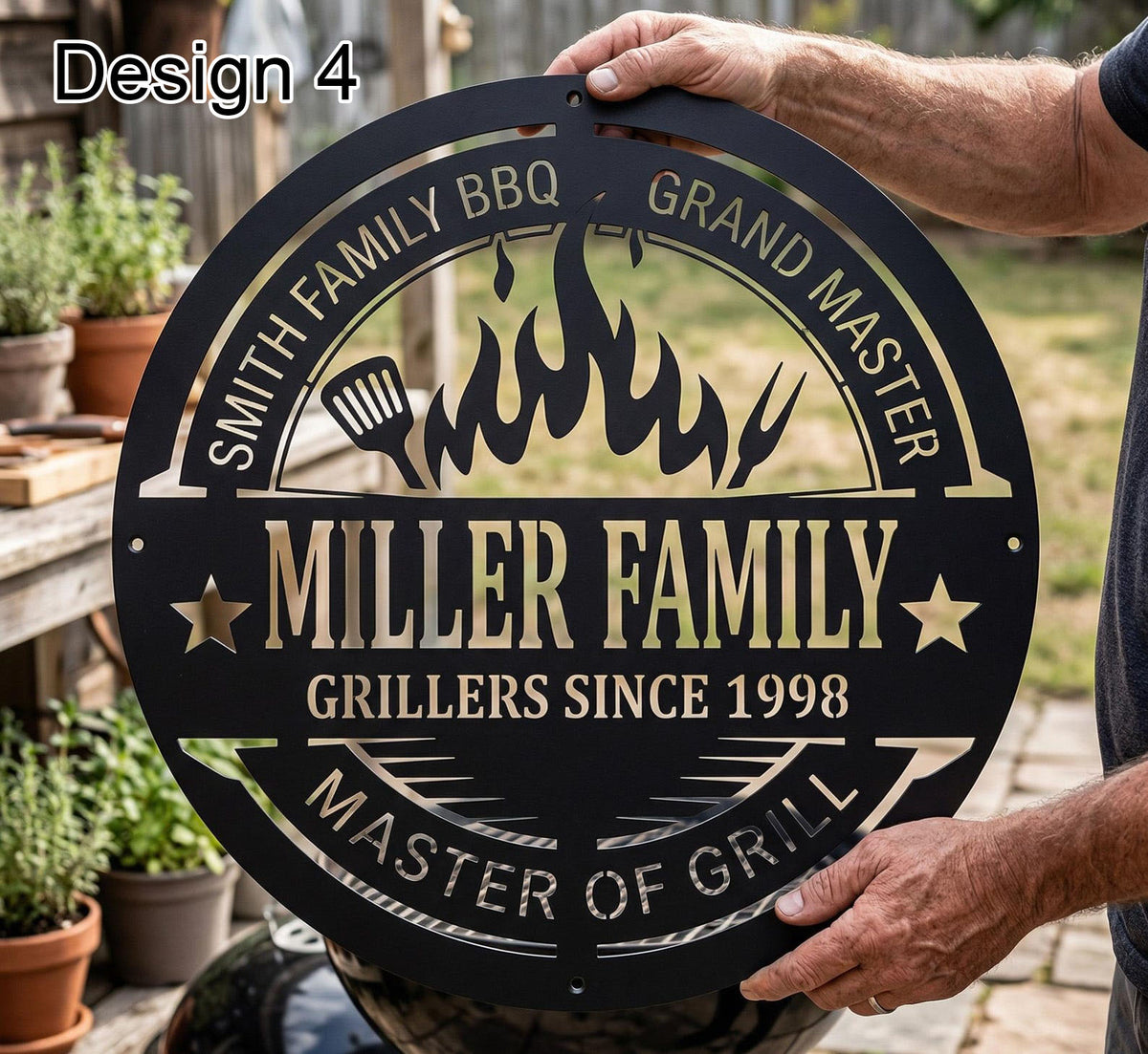 Custom Metal BBQ Sign Personalised Family Name Grill Decor Backyard Barbecue Wall Art Outdoor Kitchen Sign Father's Day Gift Housewarming